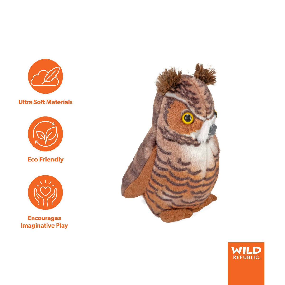 Audubon II Great Horned Owl Stuffed Animal W Sound 5.5" - A Child's Delight