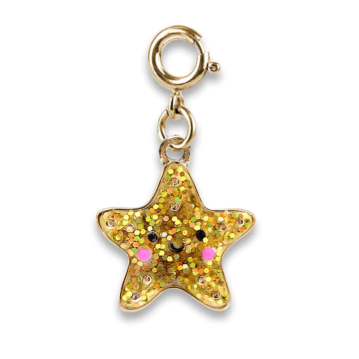Gold Glitter Starfish Charm - A Child's Delight