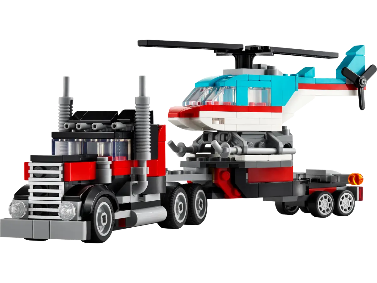 Flatbed Truck with Helicopter - A Child's Delight
