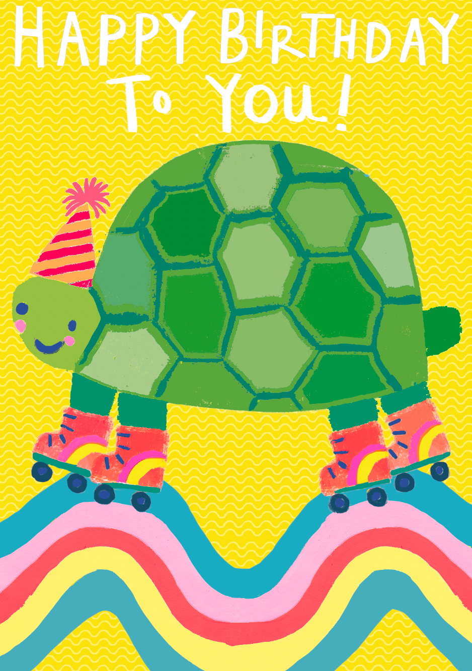BIRTHDAY TURTLE SKATE GREETING CARD PAPER SALAD