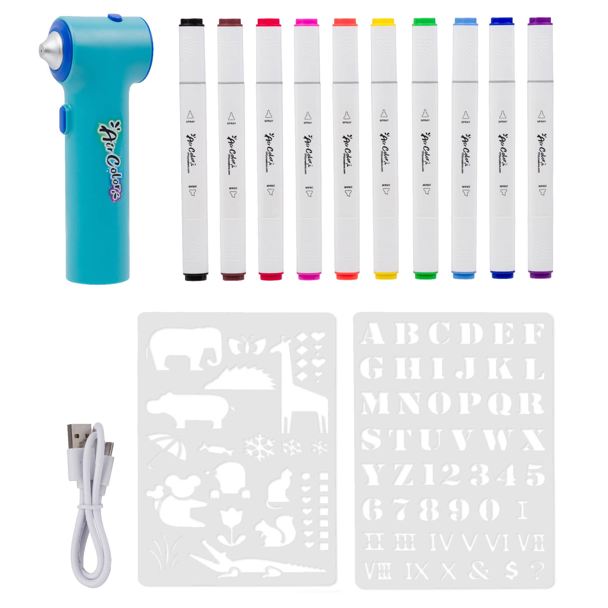 Aircolor Airbrush Kit (includes Markers & Stencils) TPG-490