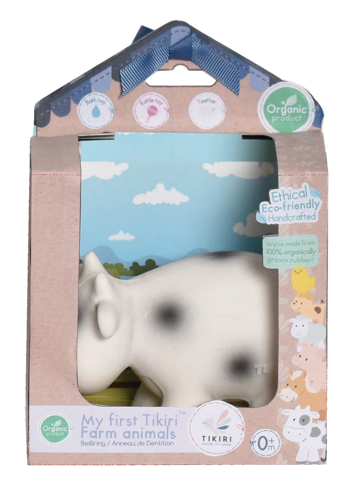 Cow Organic Natural Rubber Rattle, Teether & Bath Toy - A Child's Delight