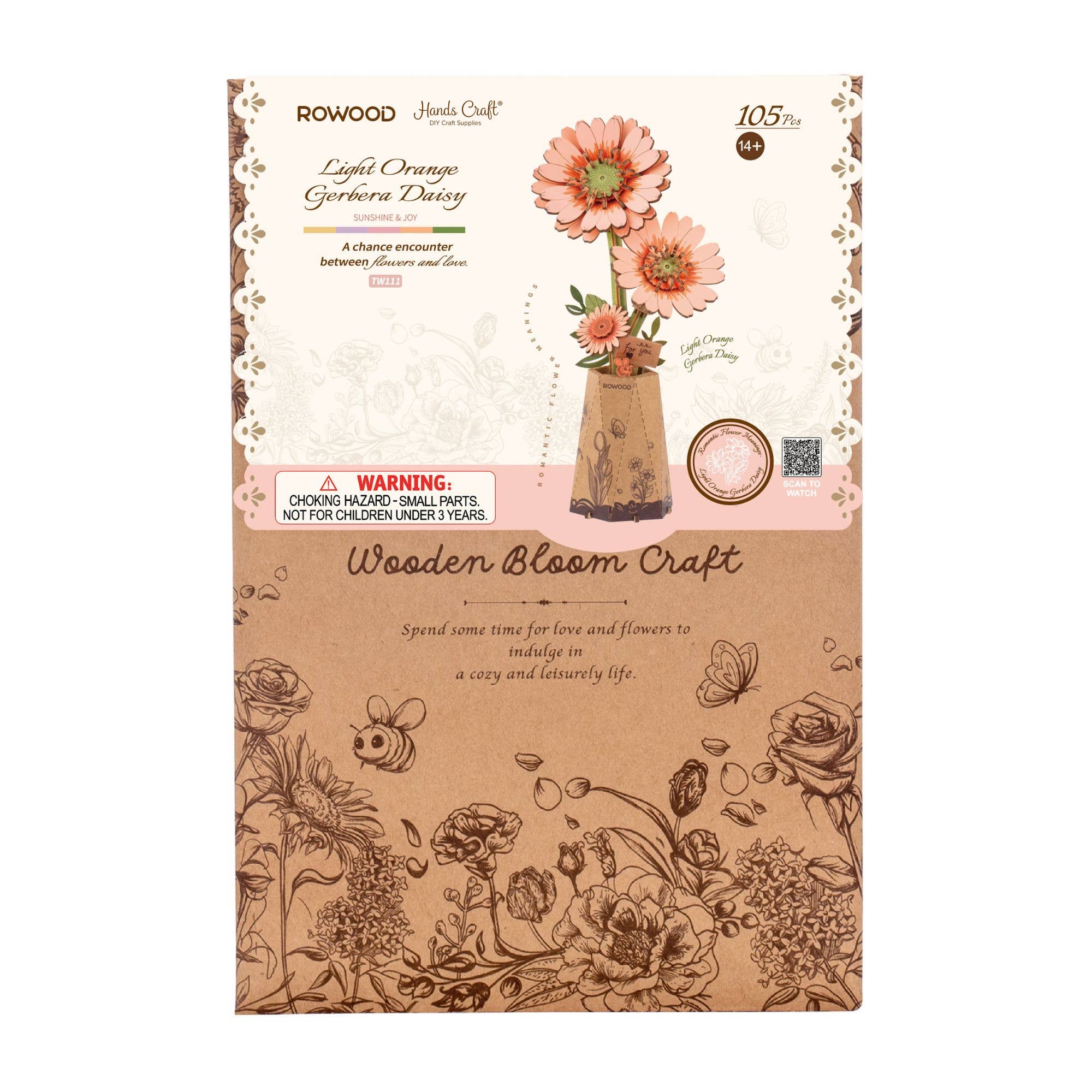 3D Wooden Flower Puzzles: Orange Gerbera Daisy - A Child's Delight