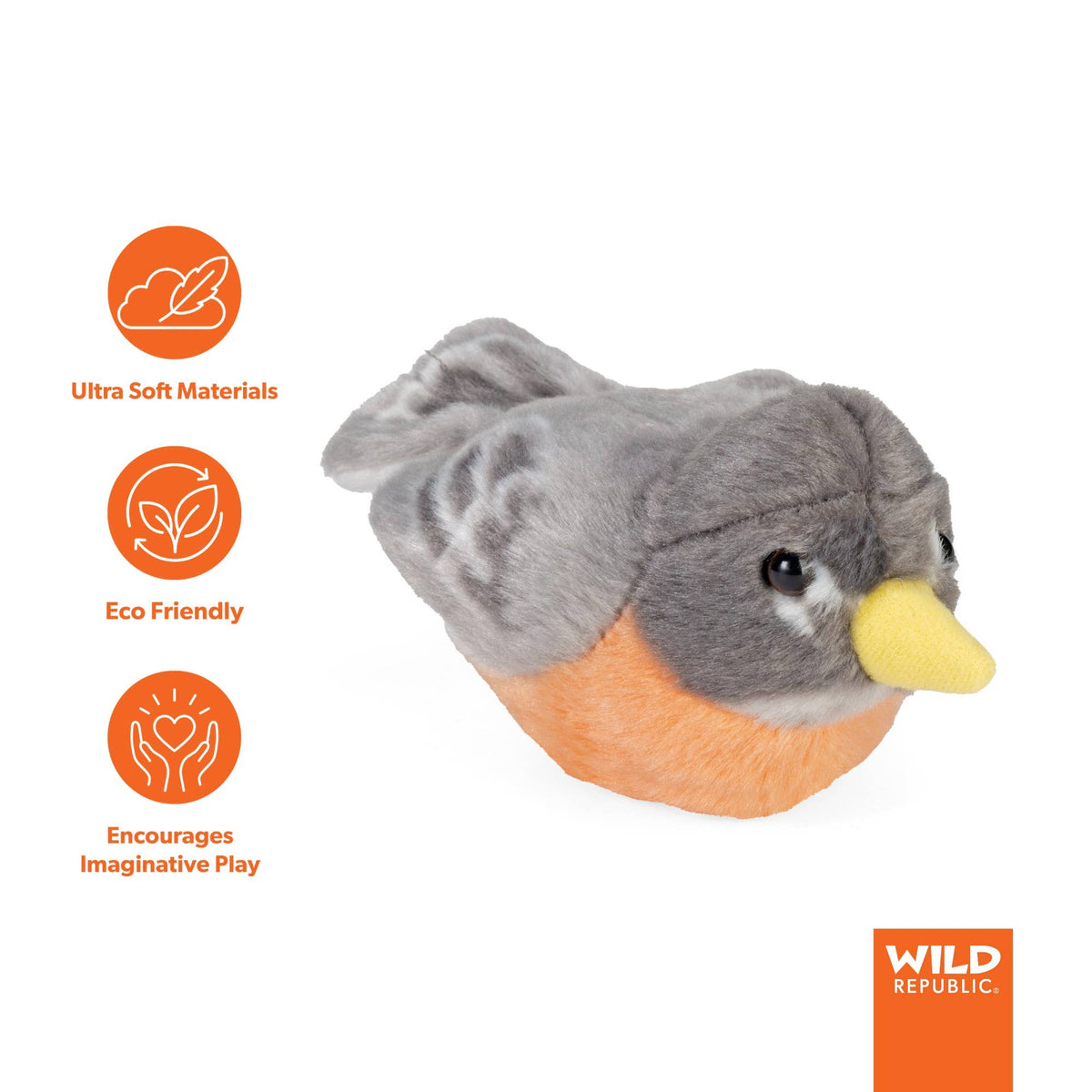 Audubon II American Robin Stuffed Animal W Sound 5.5" - A Child's Delight