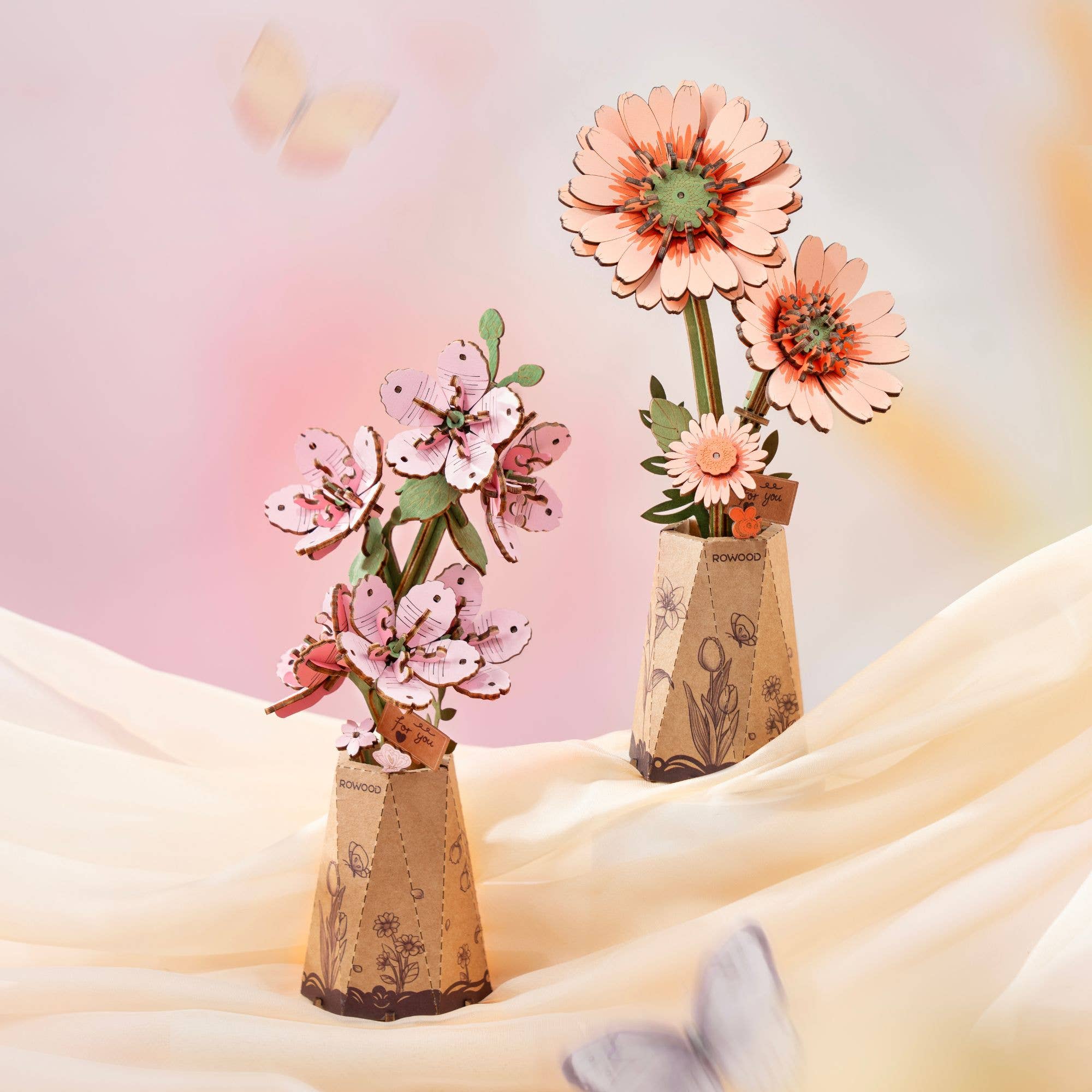 3D Wooden Flower Puzzles: Orange Gerbera Daisy - A Child's Delight