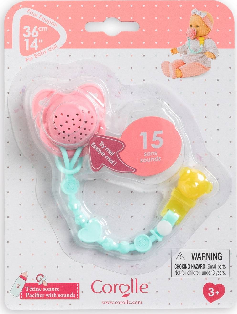 Corolle 14"/17" Pacifier with Sounds - A Child's Delight