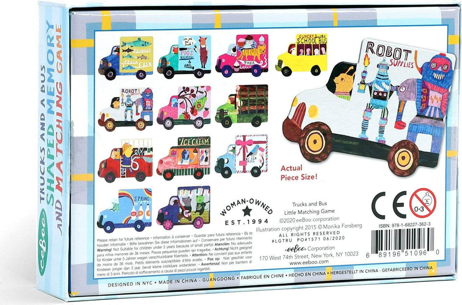 Trucks and A Bus Memory Matching Game - A Child's Delight