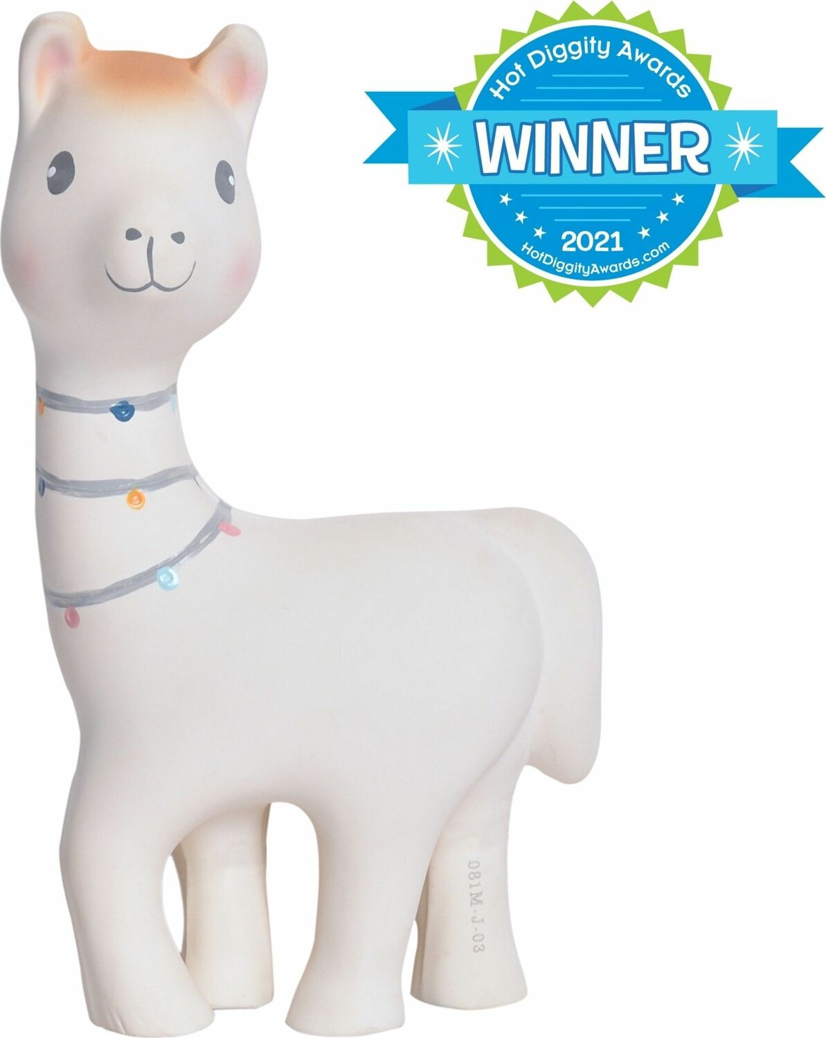 Lilith The Llama Natural Organic Rubber Teether, Rattle & Bath Toy