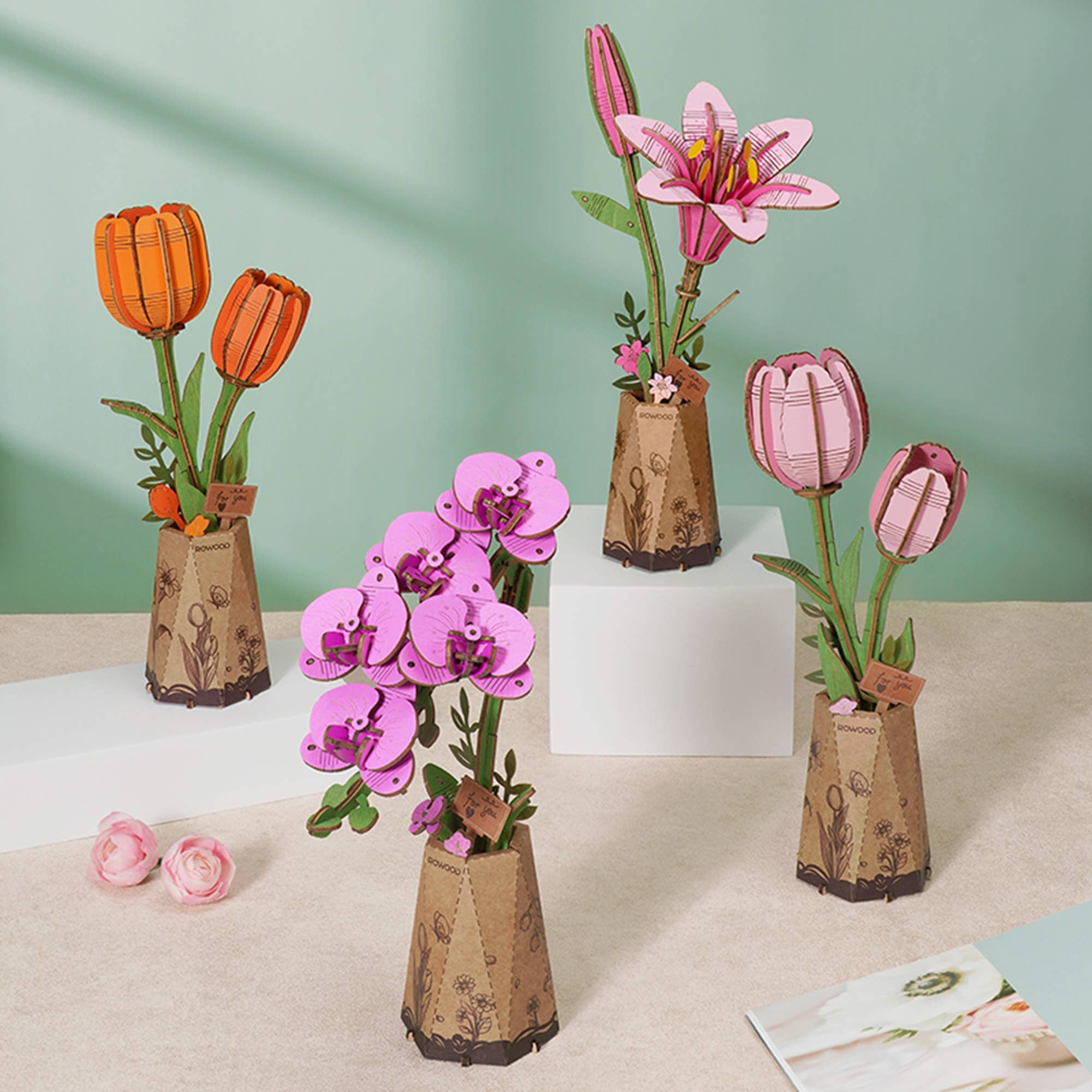 3D Wooden Flower Puzzle: Purple Moth Orchid - A Child's Delight