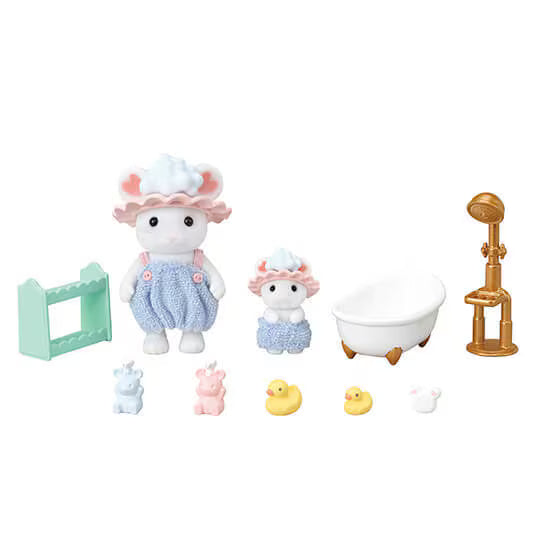 Marshmallow Mouse Siblings Bath Time Bubble