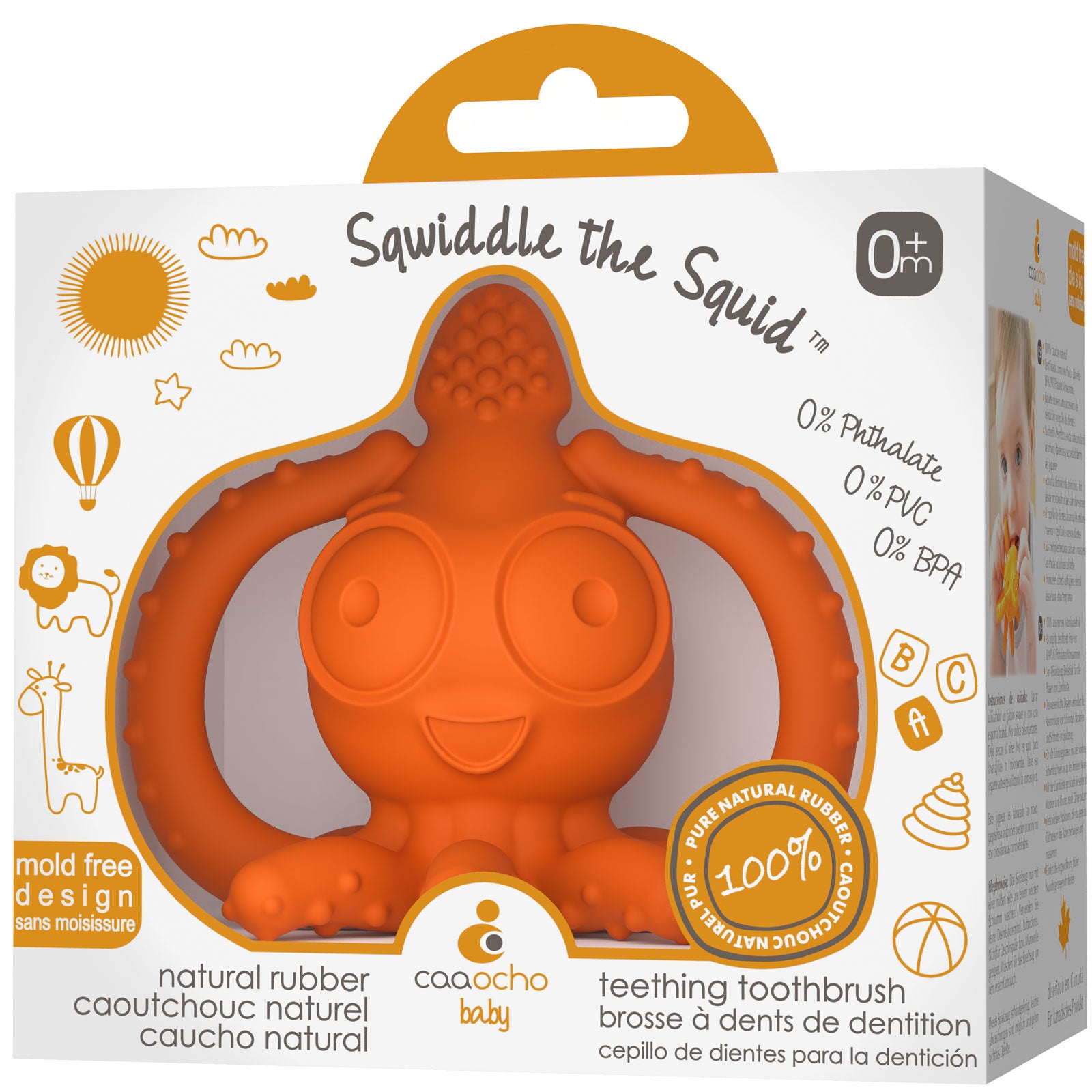 Sqwiddle the Squid Natural Rubber Teething Toothbrush by CaaOcho