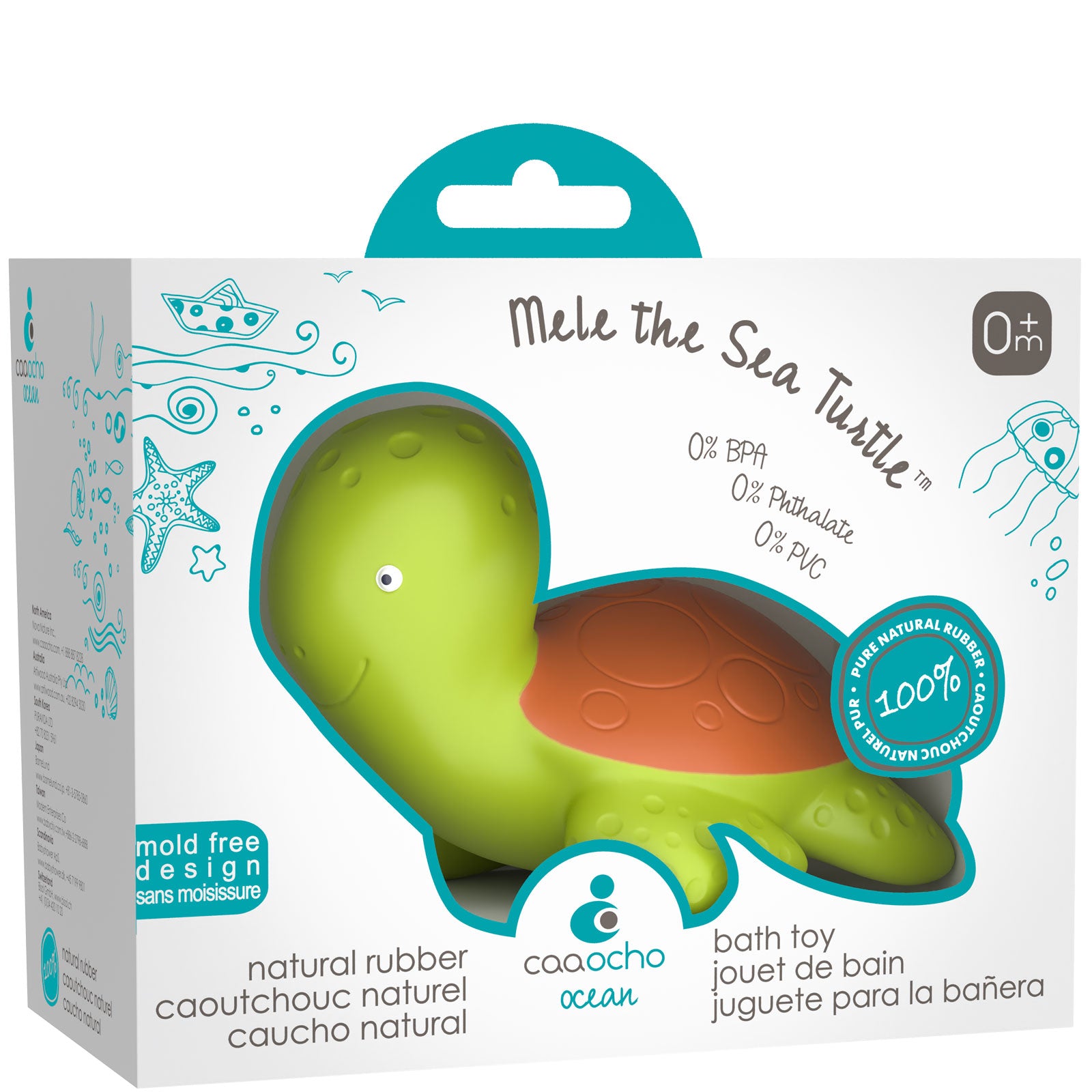 Mele the Sea Turtle Natural Rubber Bath Toy by CaaOcho