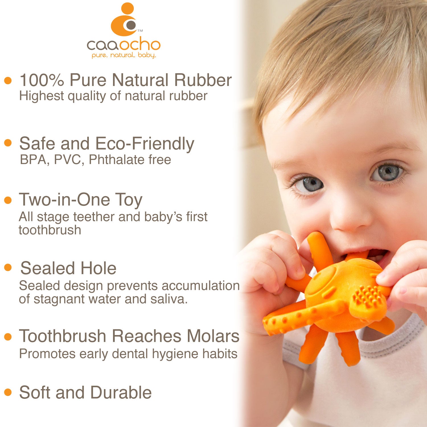 Sqwiddle the Squid Natural Rubber Teething Toothbrush by CaaOcho