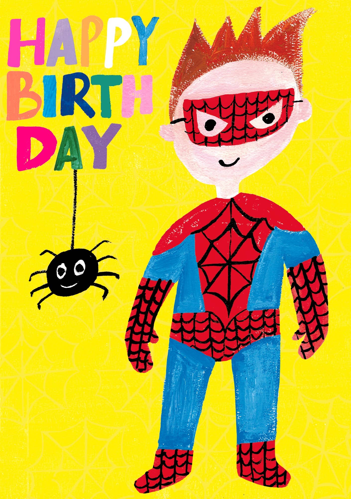 BIRTHDAY SPIDER MAN GREETING CARD PAPER SALAD