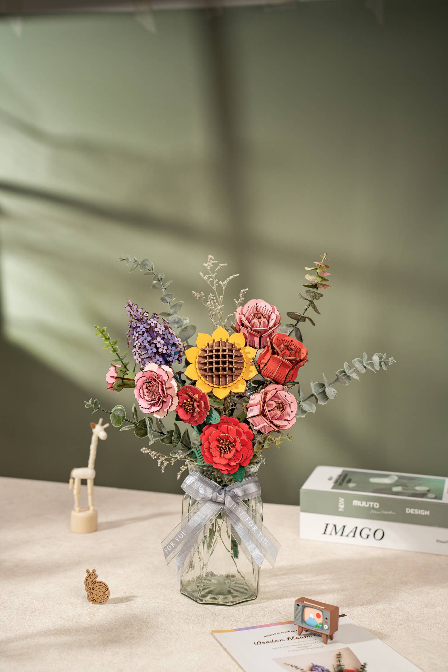 3D Wooden Flower Puzzle: Red Camellia - A Child's Delight