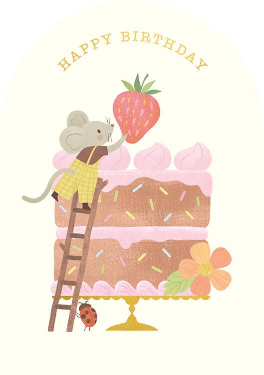 Mouse & Cake Birthday Greeting Card