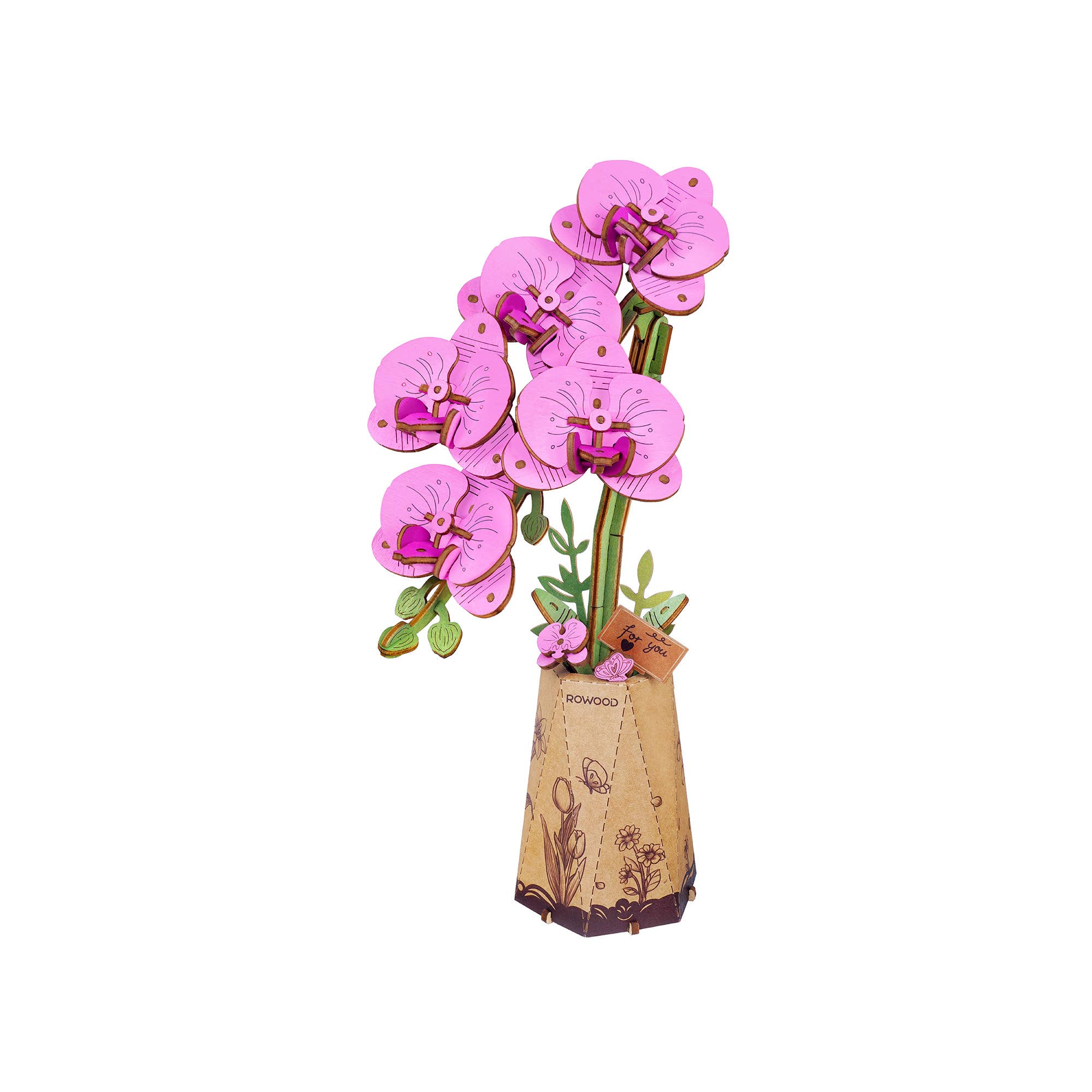3D Wooden Flower Puzzle: Purple Moth Orchid - A Child's Delight