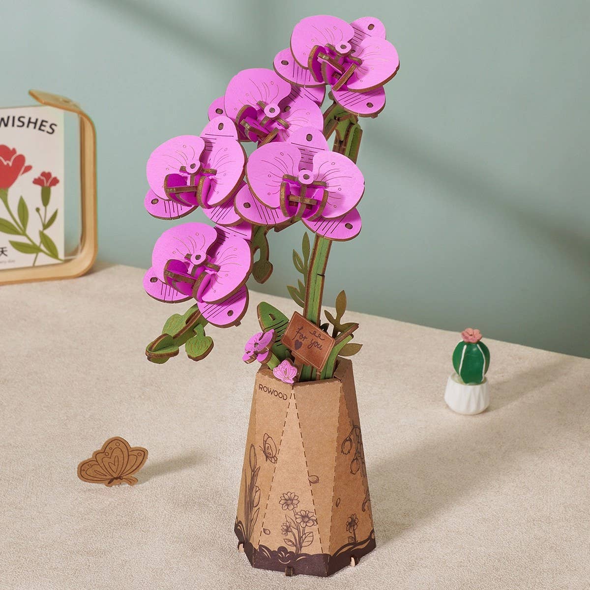 3D Wooden Flower Puzzle: Purple Moth Orchid - A Child's Delight