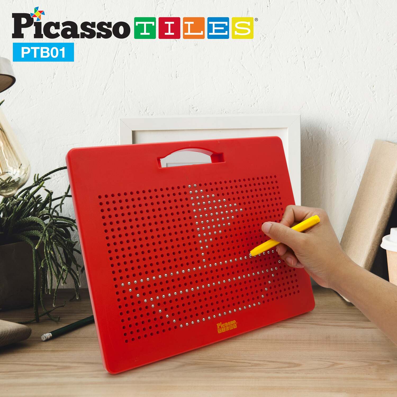 PicassoTiles Large Magnetic Drawing Board (Red)